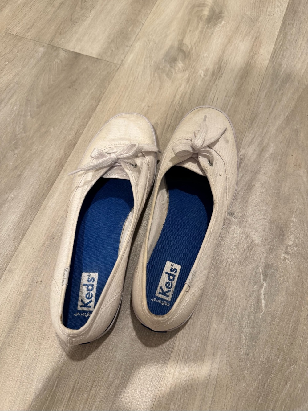 Keds Women’s White Canvas Sneakers with Blue Insole